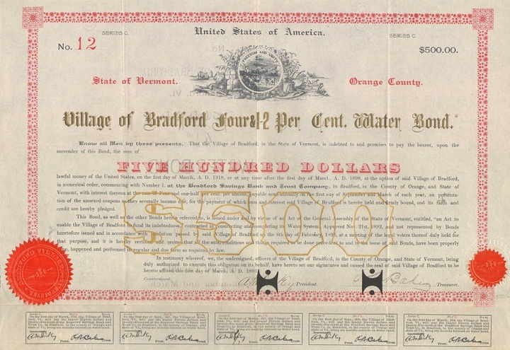 Заем штата Вермонт 1898 год - США