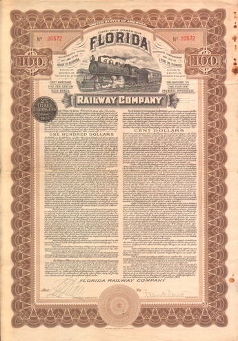 Железная дорога штата Флорида, 1909 год - США