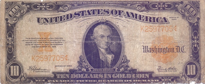 10 долларов, 1922 год