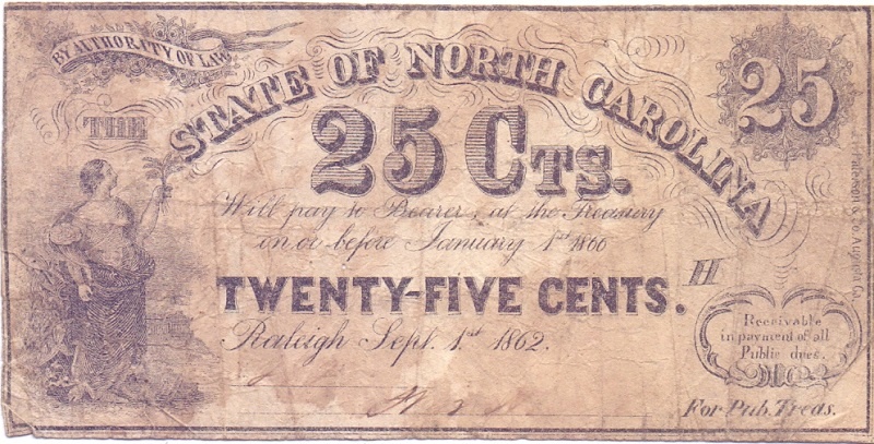 25 центов, 1862 год, Северная Каролина