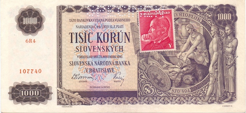 1000 крон 1940 год марка - образец