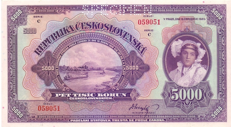 5000 крон, 1920 год. ОБРАЗЕЦ