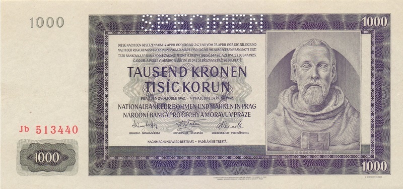 1000 крон 1942 год - образец