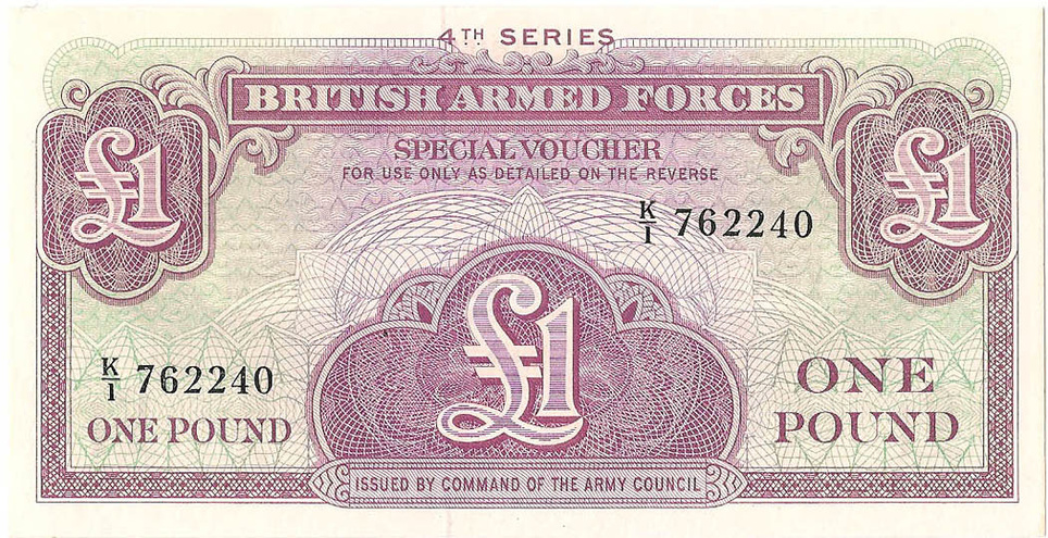 Ваучер британских вооруженных сил. 1 фунт, 4-я серия 1962 год