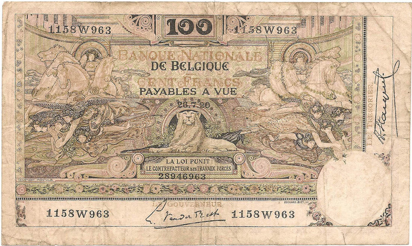 100 франков, эмиссия 1919 года