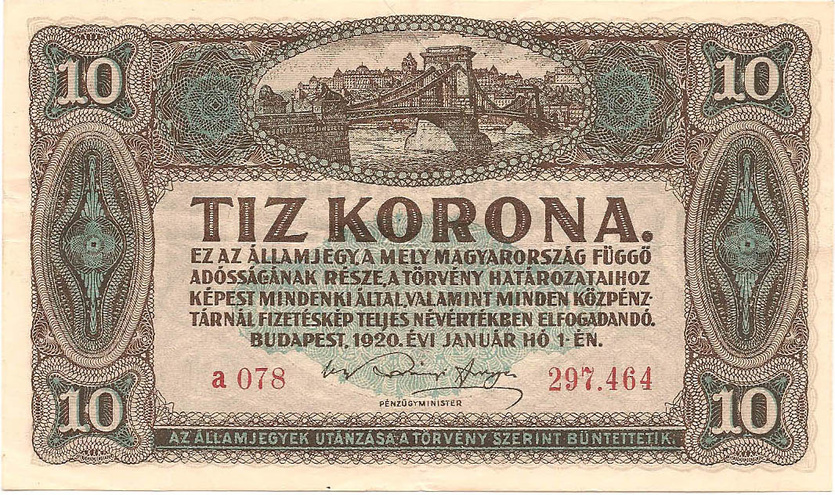 10 крон, 1920 год