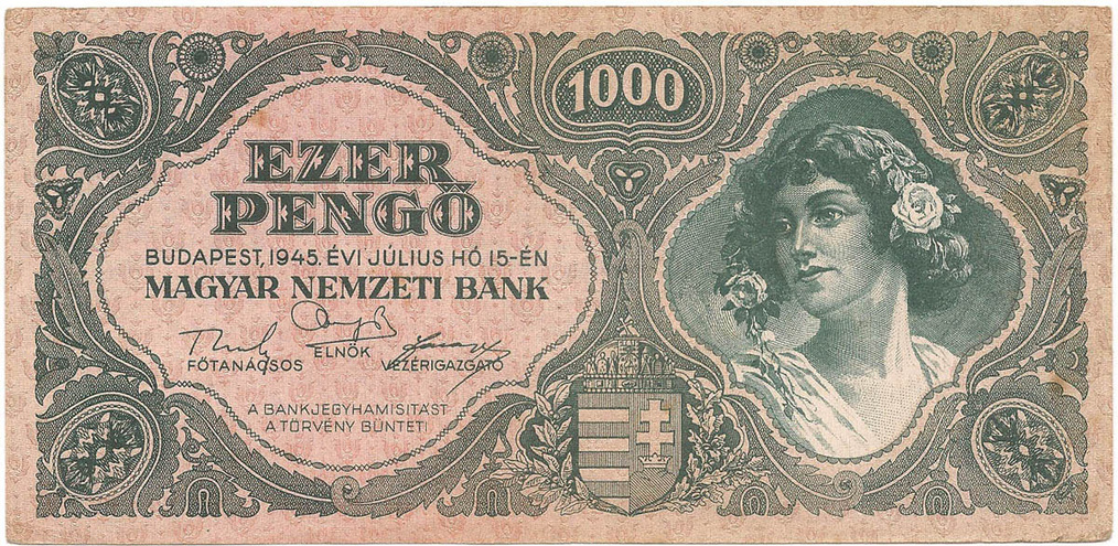 1000 пенго, 1945 год (вариант без марки)