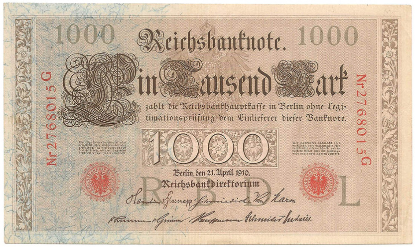 1000 марок, 1910 год