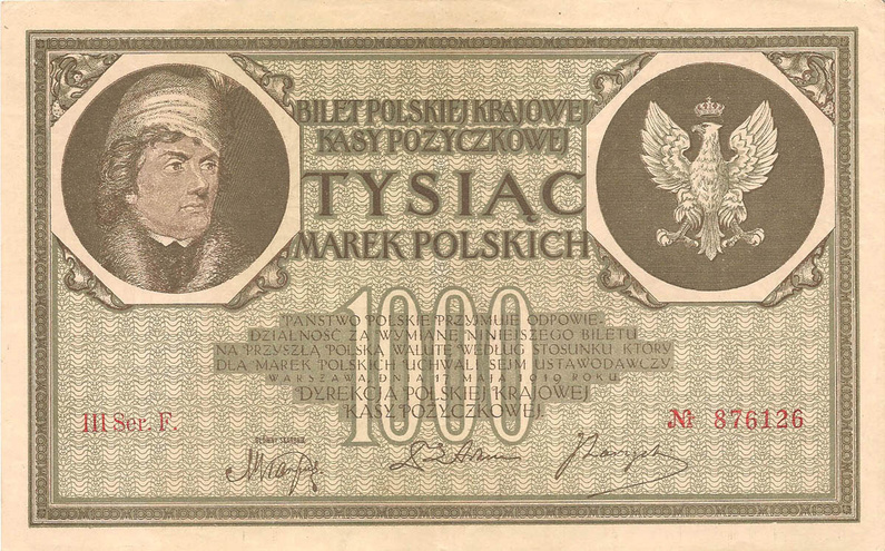 1000 польских марок, 1919 год (III серия F)