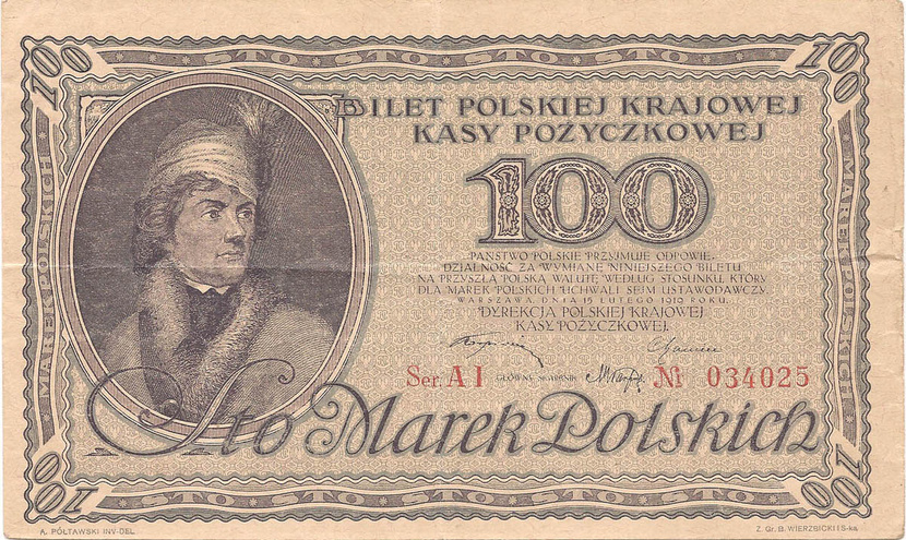 100 польских марок, 1919 год (серия А1)