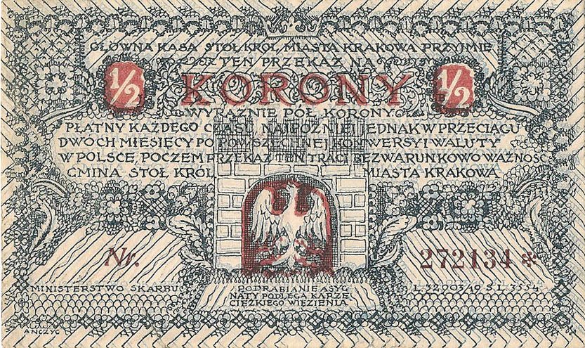 1/2 кроны, 1915 год (Краков)