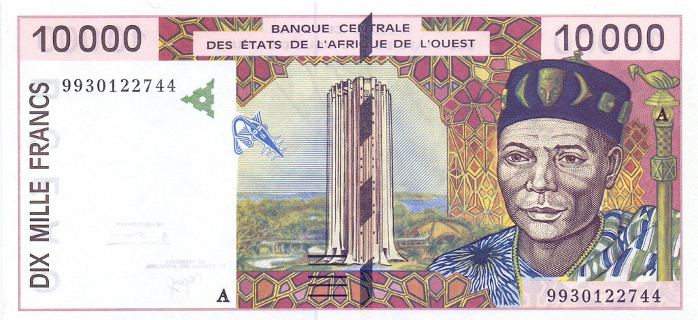 (A) Кот Дивуар, 10 000 франков КФА, 1992 - 2001 гг.