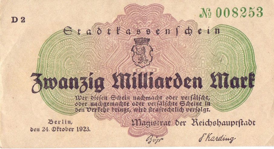 20 миллиардов марок, 1923 год - Берлин
