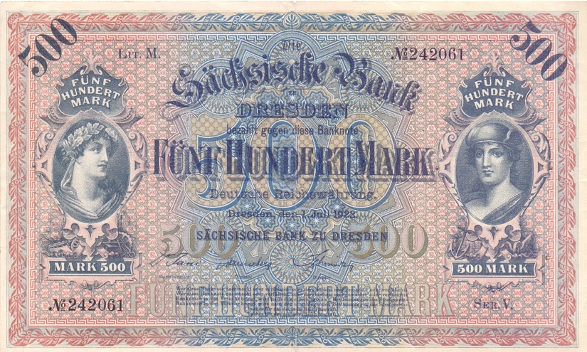 Саксония, 500 марок, 1922 год