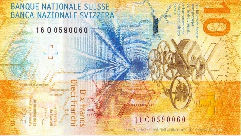 10 франков, 2016 год UNC