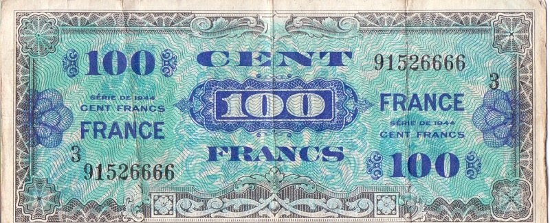 100 франков, 1944 год, серия 3