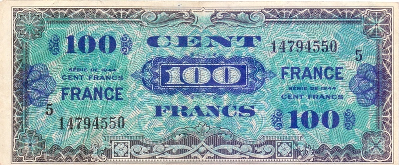 100 франков, 1944 год, серия 5