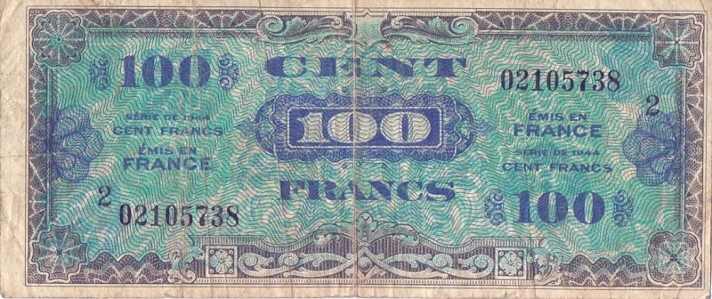 100 франков, 1944 год (флаг)