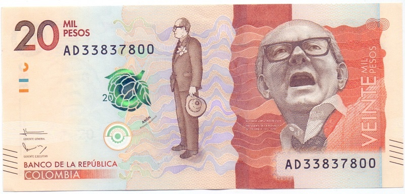 20 песо, 2016 год UNC