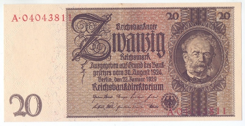20 рейхсмарок, 1929 год