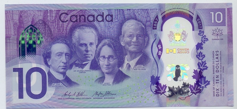 10 долларов, 2017 год UNC