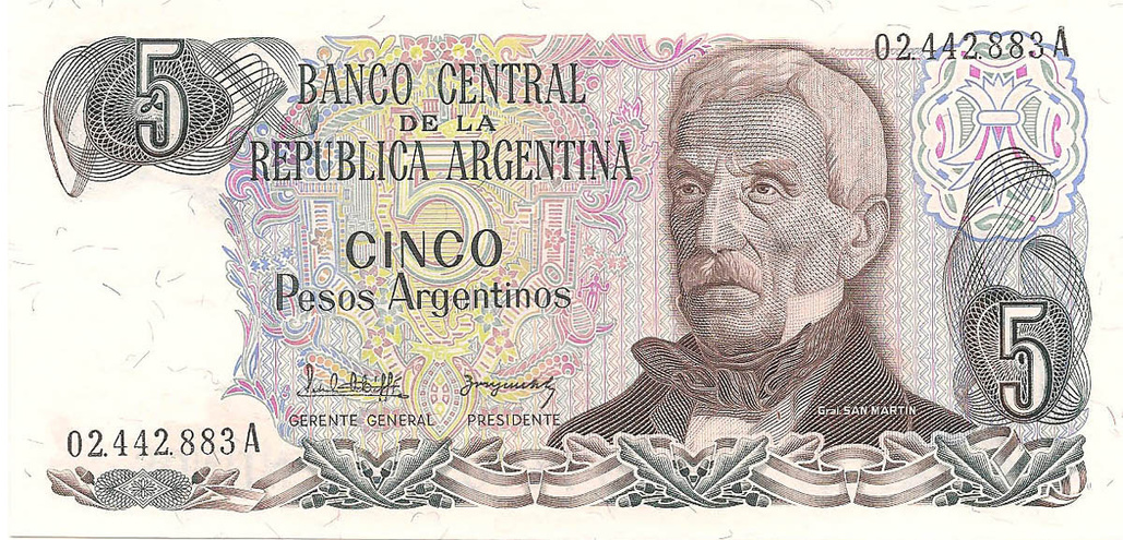5 аргентинских песо, 1983-1984 гг.