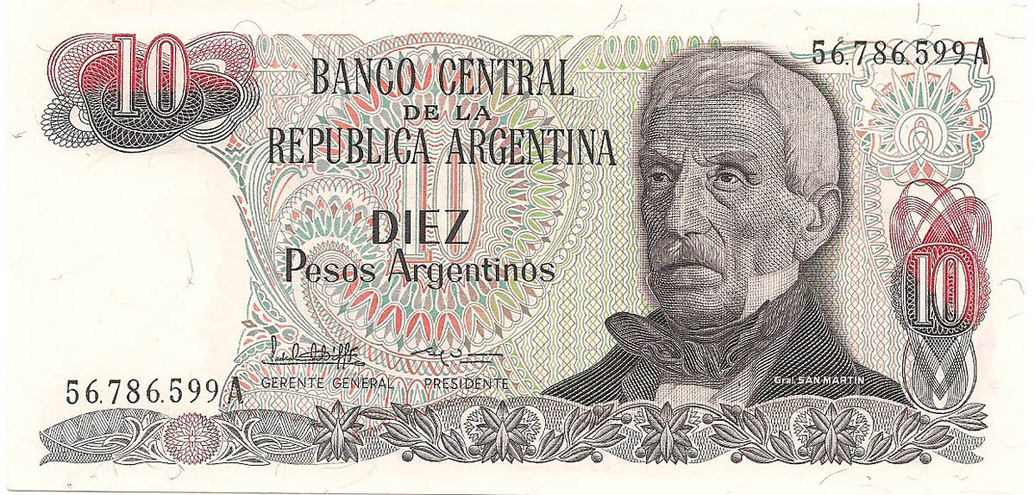 10 аргентинских песо, 1983-1984 гг.
