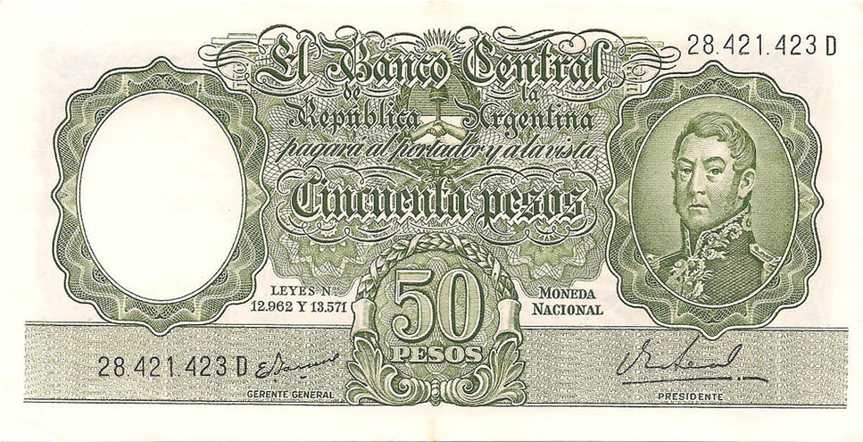 50 песо, выпуск 1942-1954 гг.