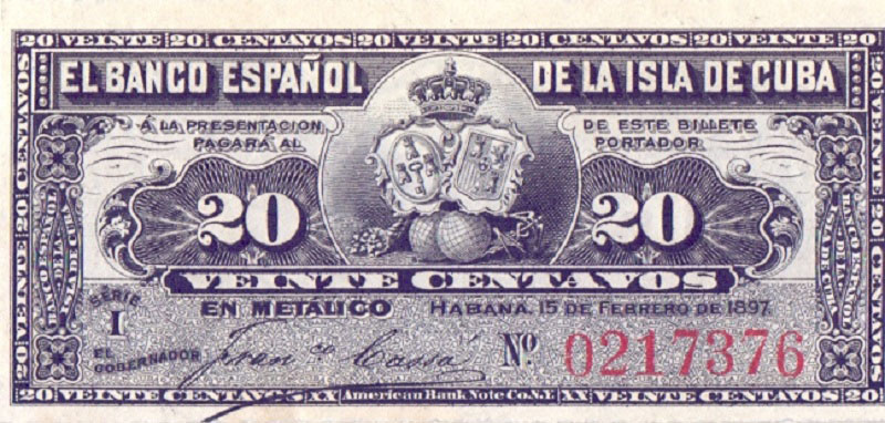 20 песо 1897 год - Куба