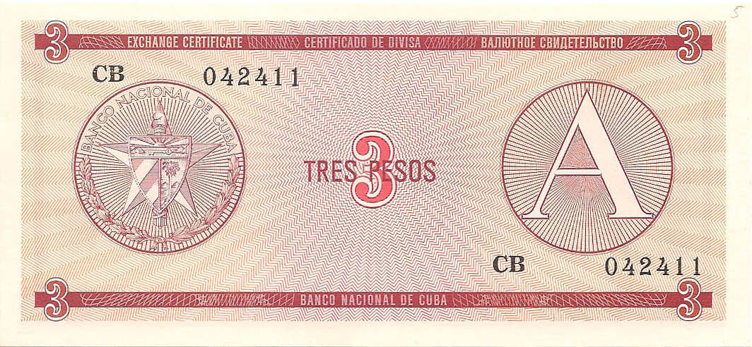 Обменный сертификат, 3 песо, серия A