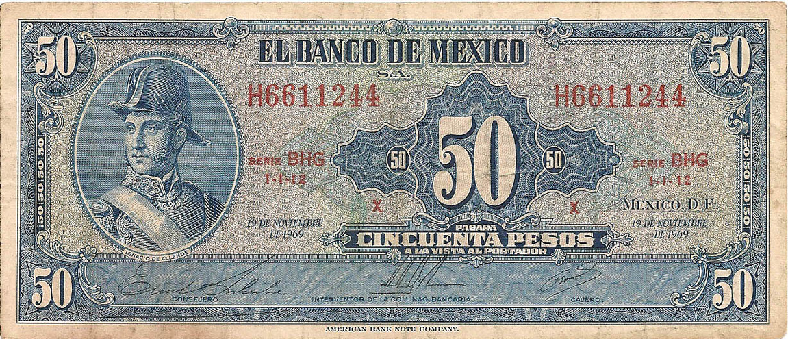 50 песо, 1969 год