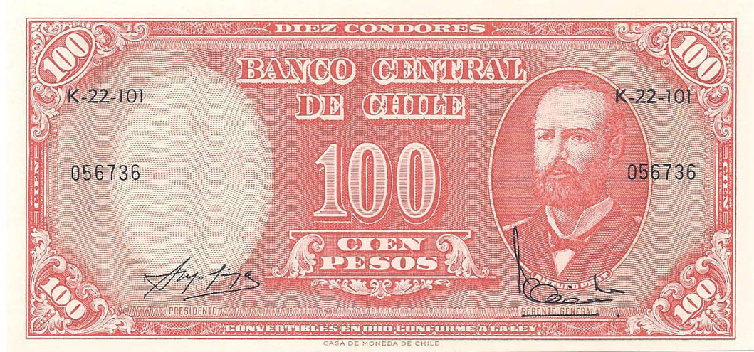 100 песо 1958 г./10 сентимов, 1960-1961 гг.