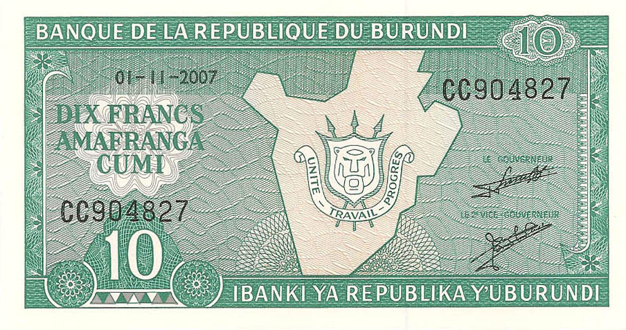 10 франков, 2007 год