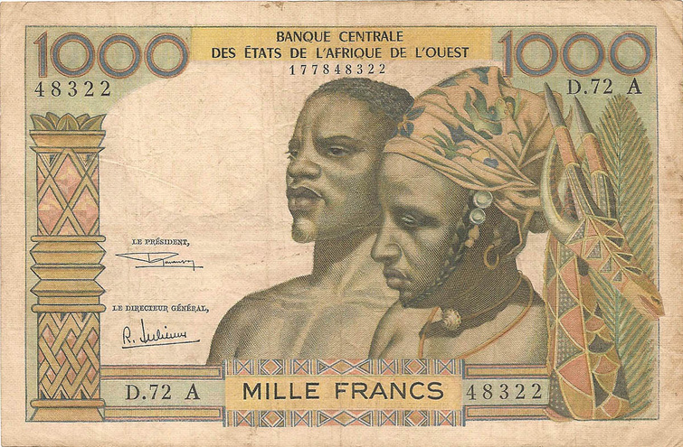 (A) Кот Дивуар, 1000 франков КФА, 1959-1965 гг.