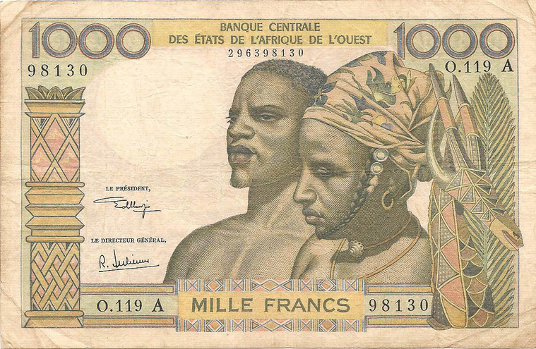 (A) Кот Дивуар, 1000 франков КФА, 1959-1965 гг.