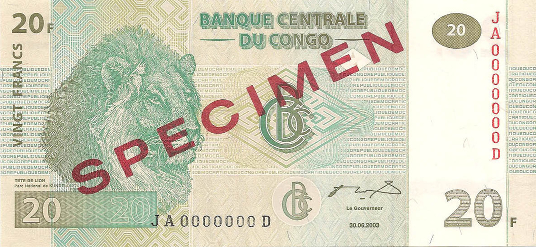 20 франков, 2003 год, ОБРАЗЕЦ