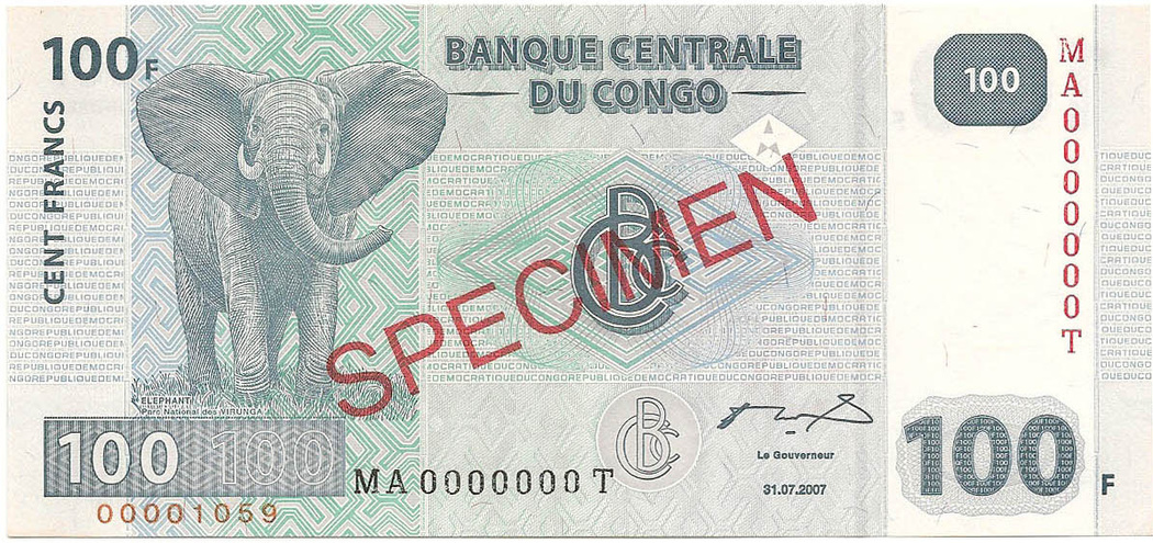 100 франков, 2007 год. ОБРАЗЕЦ