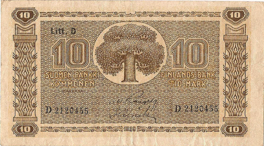 10 марок, 1939 год (Litt.D)