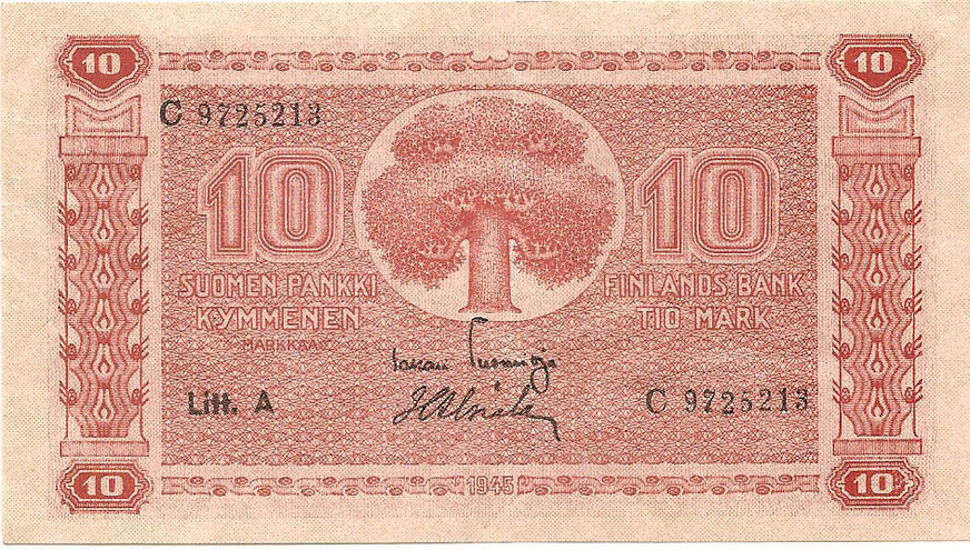10 марок, 1945 год (Litt.A, иные подписи)