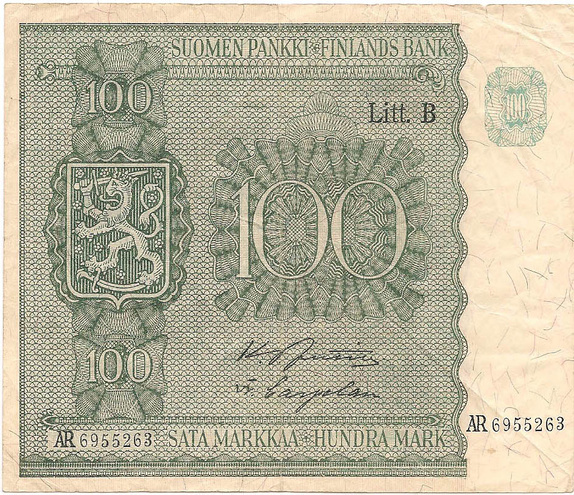 100 марок, 1945 год (Litt.B, иные подписи, 2)