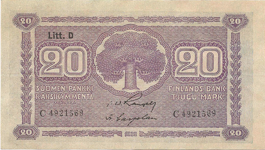 20 марок, 1939 год (Litt.D)