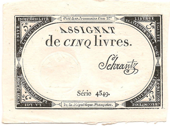 5 ливров, 1793 год