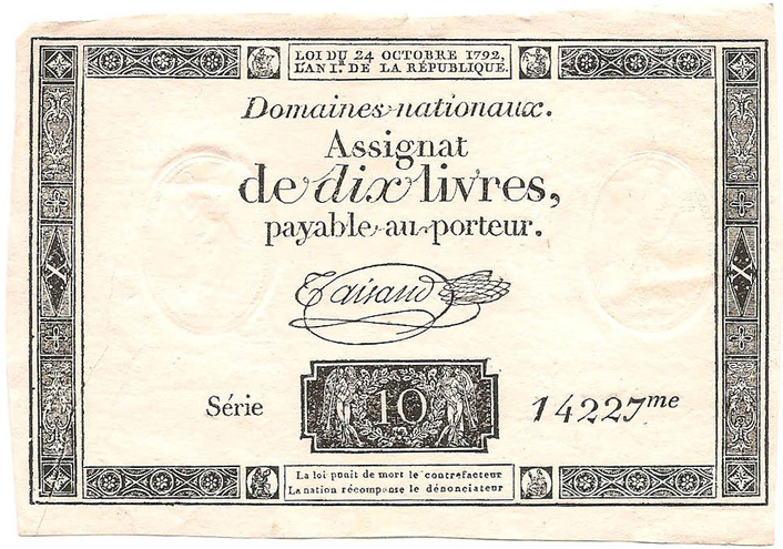 10 ливров, 1792 год