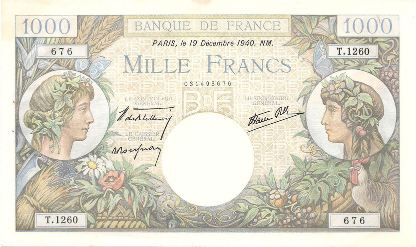 1000 франков, 1940 год