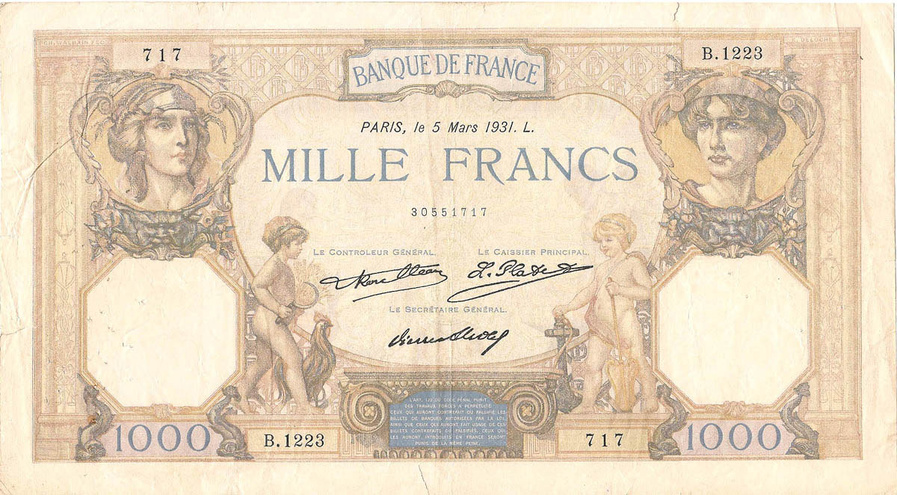 1000 франков, 1931 год (Roulleau/L.Platet/P.Strohl)