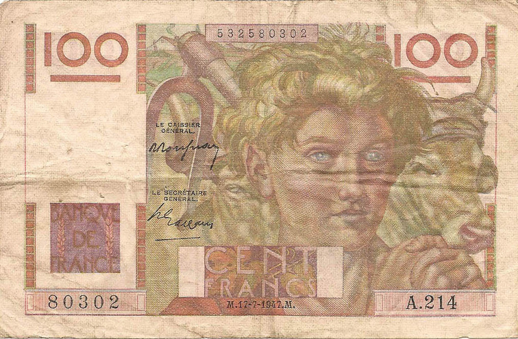 100 франков, 1947 год (P.Rousseau/P.Gargam)