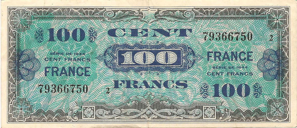 100 франков, 1944 год, серия 2