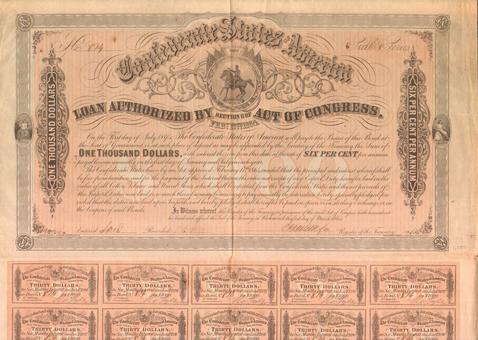 Заем Конфедерации 1864 год (1000 долларов) - США