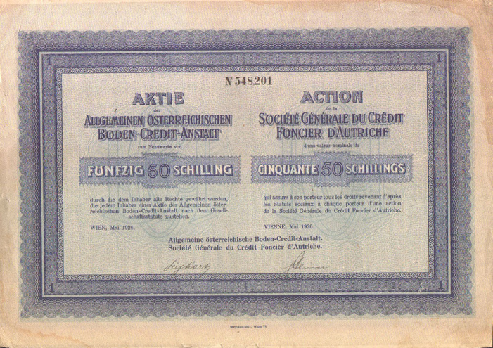 Австрия - Кредитные учреждения, 1926 год