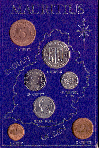Маврикий - набор разменных монет,  1971 год